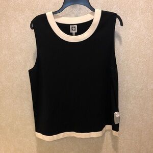Anne Klein Womens Black Crewneck Sleeveless Blouse Size XXS, New With Tags